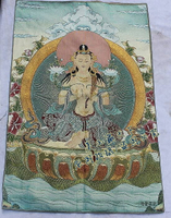西藏密宗佛教尼泊爾金絲織錦唐卡 布 彌勒佛菩薩