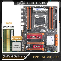 JINGSHA X99 Motherboard Kit Xeon E5 2696V3 Kit LGA 2011-3 CPU Processor 128G=8X16G DDR3 1600MHz Memory M.2 NVME X99 Four Channel