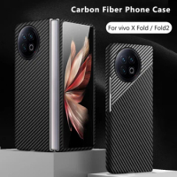 Ultra-thin Carbon Fiber Texture Phone Case For vivo X Fold2 XFold Fold 2 Plus 5G Hard PC Shockproof Protection Back Cover
