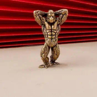 Retro Brass Fitness Gorilla Figurines Muscle Gorilla Statue Desktop Decoration