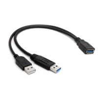 USB 3.0 to Dual USB Extra Power Data Extension Cable Dual USB External PC Accessories for 2.5 inch External HDD