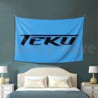 Teku English Logo ( Bordered ) Tapestry Living Room Bedroom Teku Acceleracers World Race High Voltage Vert Wheeler