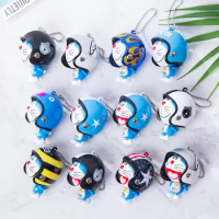 Lovely Animal Doraemo Keychain Cartoon Japan Doraemon Figure Action Colorful Helmet Bell Toys For Kids Christmas Gift