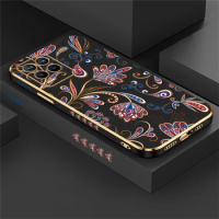 Case For OPPO Realme 8 10 7 6 3 9 Pro Plus 8i 9i 5i 5s 6s Silicone Flower Luxury Plating Shockproof Phone Cover