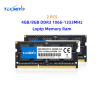 TECMIYO 2X4GB/2X8GB DDR3 DDR3L 1066-1600MHz Laptop Memory RAM 1.5V/1.35V PC3/PC3L-12800S PC3-10600S PC3-8500S Non-ECC - Black