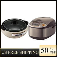 Zojirushi EP-PBC10 Gourmet d'Expert Electric Skillet &amp; NS-TSC10 5-1/2-Cup Micom Rice Cooker and Warmer, 1.0-Liter, Rice Cookers