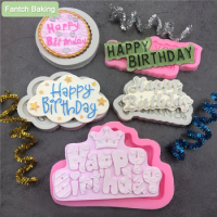 Silicone 3D Happy Birthday Letters Numbers Mold Fondant Chocolate Mould Birthday Cake Decorating Tool Steam Oven Available