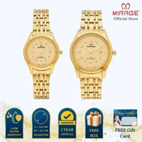 Mirage Jam Tangan Pria Analog 8830 M Gold Original Stainless Couple Plat Gold