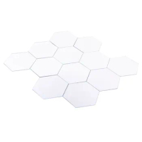 12Pcs Hexagon 3D Mirror Effect Acrylic Wall Sticker Removable DIY Silver Stickers Home Room Modern Decoration Art