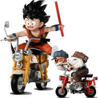 15cm Dragon Ball Anime Figures Master Roshi Son Goku Action Figure DBZ Kame Sennin Goku Motorcycle PVC Collectible Model Toy