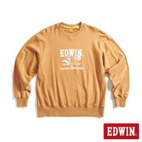 EDWIN 橘標 摔角手E君摔角技寬版厚長袖T恤-男款 土黃色