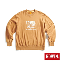 EDWIN 男款 橘標 摔角手E君摔角技寬版厚長袖T恤(土黃色)