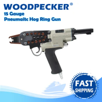 WOODPECKER C-7EA 15 Gauge Pneumatic Hog Ring Gun with Slim Long Nose, Fits 19mm Crown Hog Ring Staples, for Wire Cages, Fencing