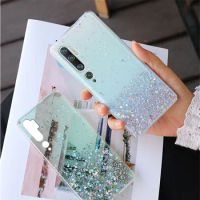 Fashion Glitter Case For Xiaomi Mi 10T Pro Lite Note 10 Pro 9 8 SE 9T A1 A2 A3 6X CC9 CC9E Poco X3 NFC M3 Case Transparent Cover