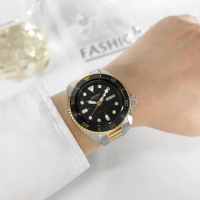 【SEIKO 精工】5 Sports 機械錶 星期日期 防水100米 日本製造 不鏽鋼手錶 黑x鍍金 42mm(SRPK22)