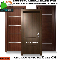 DAUN PINTU MINIMALIS 82x220 CM DOUBLE TEAKWOOD / NYATOH / SUNGKAI #218