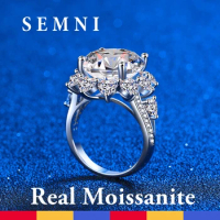 SEMNI 10.0ct 3.0ct Super Luxury Moissanite Ring For Women Ruby Sapphire 925 Silver Wedding Diamonds Promise Band Gift for Beauty