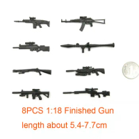 1/18 4D Finished Gun Model 3.75 Inch Assembled Soldier Weapon Ornaments Birthday Gifts for Boys and Girls 8pcs/set