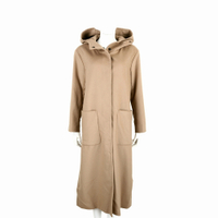 Max Mara-WEEKEND PAROLE 口袋設計駝色連帽純羊毛長版大衣