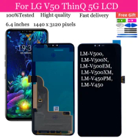 6.4" Original For LG V50 ThinQ 5G LCD V500 V500N V500EM Display Touch Screen Digitizer For LG V50 LCD