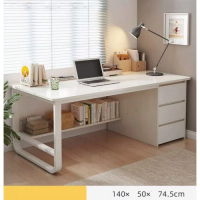臺式電腦桌（單人位-暖白色白架）【尺寸：長140*寬50*高74.5cm】 