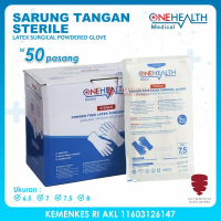 Sarung Tangan Sterile isi 50 Pasang Handscoon Steril Latex Surgical Powdered Glove Handscon Handskun