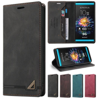 Wallet Magnetic Anti-theft Brush Leather Case For Sony Xperia 10 V 1 V 10 IV 5 IV 1 IV 10 III 5 III 1 III 8 20 ACE II XZ1 XZ4