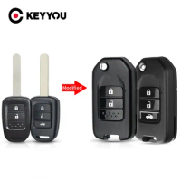 KEYYOU Modified Flip Remote Key Shell For Honda FIT XRV VEZEL CITY JAZZ CIVIC HRV 2/3 Buttons Folding Key Case Fob Upgrade