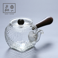 森典玻璃耐熱泡茶壺茶具家用加厚耐高溫日式側把壺過濾花茶煮茶器
