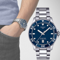 TISSOT 天梭 官方授權 Seastar 1000 海洋之星300米潛水錶 手錶 週年慶送禮推薦-40mm T1204101104100