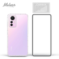 【Meteor】MI 小米12 Lite 手機保護超值3件組(透明空壓殼+鋼化膜+鏡頭貼)