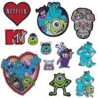 Disney cartoon Monster Sticker Animal Patches for Clothes Girls Boys Favorite Embroidery Appliques Child Clothing Accessories