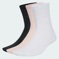 【adidas 愛迪達】襪子 中筒襪 運動襪 3雙組 CREW SOCK 3PP 黑白粉 IW8614