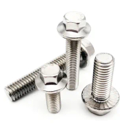 1/10pcs M5 M6 M8 M10 M12 A2-70 304 Stainless Steel GB5787 Hexagon Head with Serrated Flange Cap Screw Hex Washer Head Bolt