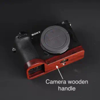 For Sony A6700 Camera Solid Wood Ebony Red Sandalwood Handle Protective Base Quick Release