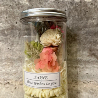 【A-ONE 匯旺】婚禮花罐 玫瑰蓪草花束☆繡球花 兔尾草滿天星 乾燥花 花 許願花瓶