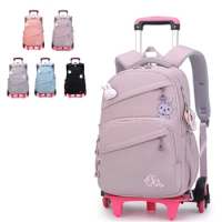 School Wheeled Backpack For Girls School Bag With Wheels Trolley Bag Rolling Student Backpack Travel Bags Kids School Bag