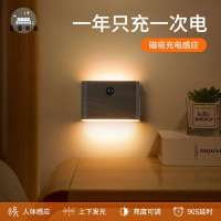 免運 感應燈 走廊燈 過道燈 壁燈 樓梯燈 新款木紋智能人體感應燈USB充電小夜燈入戶門人來即亮氛圍燈射燈店長推薦 開立發票 工廠現貨 特惠/全館折扣 mm5317