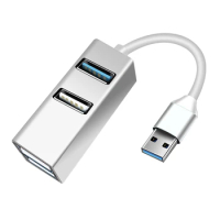 Mini HUB USB 3.0 HUB Adapter Dock 4 in 1 for Macbook Pro iPad Silver