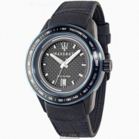 【MASERATI 瑪莎拉蒂】MASERATI手錶型號R8851110003(黑色錶面黑錶殼深黑色真皮皮革錶帶款)