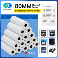 80mm Thermal Receipt Paper Roll BPA Free for POS Receipt Thermal Wifi Bluetooth USB Mini Bill Printer 80*30mm 3/6/10 Rolls