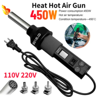 110V 220V Heat Hot Air Gun LCD Digital 450W Mini Heat Gun Temperature Adjustable Desoldering Soldering Station for IC SMD BGA