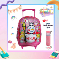 Tas Troli Koper Anak Eskrim Mixue Bonus My bottle / Tas Dorong Anak Perempuan Sekolah TK