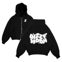 [COD] UOOHE Sweater Jaket Hoodie Zipper Sablon Menyala Reflective Sliver Dizzy Moon Moto style Jaket
