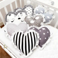 Nordic INS Cute Heart Throw Pillow For Baby Small Comfort Pillow Cotton With Printng Infant Toddlers Cot Decoration Children