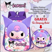 Tas sekolah anak PAUD Ransel dorong anak perempuan motif kartun TANPA TROLI KRM UNGU PAUD