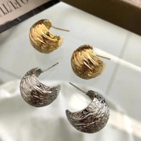 5Pairs,2023 New Arrival Fashion Jewelry Minimal 18k Gold Textured Vintage Earrings Korean Luxurious Minimal Stud Earrings