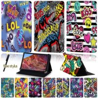 Universal Tablet Stand Case for Huawei MediaPad M1/M2//M3/M5/M6/8.0"/8.4"/10"/10.8" Anti-drop Graffiti Art Pattern Flip Cover