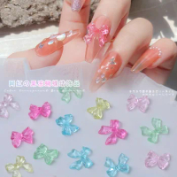 50PCS 3D Clear Acrylic Nail Art Bow Charms Jelly Bowknot Accessories For Manicure Decor Nails Decoration Supplies Materials