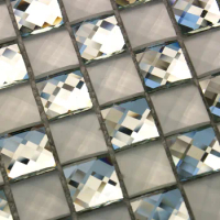 Matt Glossy 13 edges beveled Crystal Diamond Mirror Glass Mosaic Tiles for showroom wall sticker KTV Display cabinet DIY decor